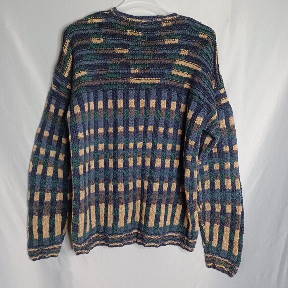 Northern Isles Sweater Mens L Multi Color Knitted by Hand Thick Cable Fisherman - Picture 2 of 6
